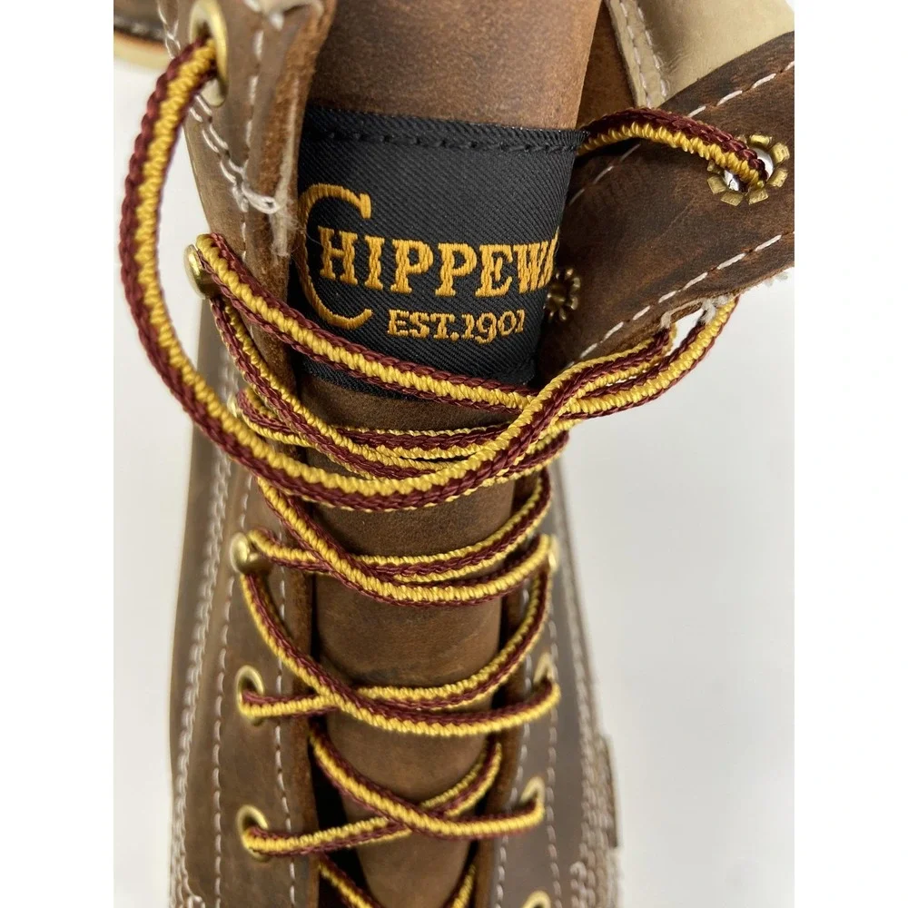 Chippewa Boots Mens 12EE‎ Brown ED5321 Steel Toe Moc Toe Work Leather Wedge Sole